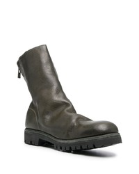 dunkelgrüne Chelsea Boots aus Leder von Guidi