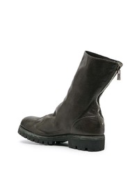 dunkelgrüne Chelsea Boots aus Leder von Guidi