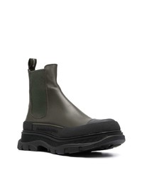 dunkelgrüne Chelsea Boots aus Leder von Alexander McQueen