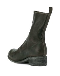 dunkelgrüne Chelsea Boots aus Leder von Guidi