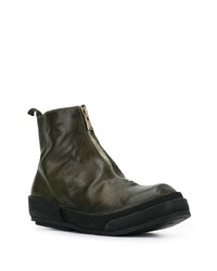 dunkelgrüne Chelsea Boots aus Leder von Guidi