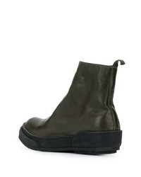 dunkelgrüne Chelsea Boots aus Leder von Guidi