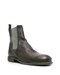 dunkelgrüne Chelsea Boots aus Leder von Guidi