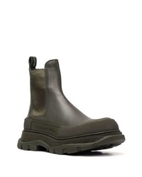 dunkelgrüne Chelsea Boots aus Leder von Alexander McQueen