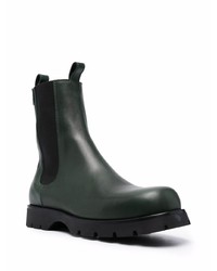 dunkelgrüne Chelsea Boots aus Leder von Jil Sander