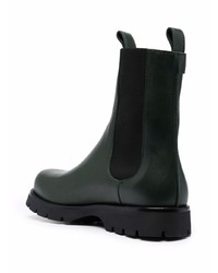 dunkelgrüne Chelsea Boots aus Leder von Jil Sander