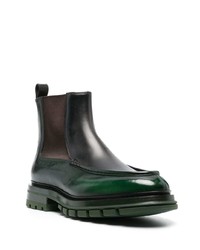 dunkelgrüne Chelsea Boots aus Leder von Santoni