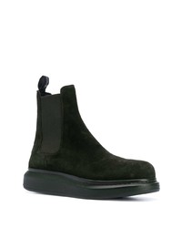 dunkelgrüne Chelsea Boots aus Wildleder von Alexander McQueen