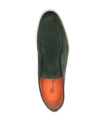 dunkelgrüne Chelsea Boots aus Wildleder von Santoni