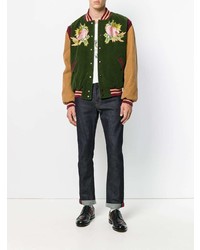 dunkelgrüne Collegejacke von Gucci