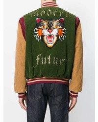 dunkelgrüne Collegejacke von Gucci