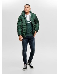 dunkelgrüne Daunenjacke von ONLY & SONS