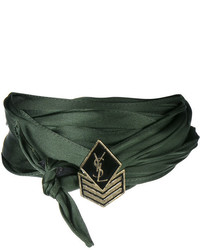 dunkelgrüne enge Halskette aus Seide von Saint Laurent