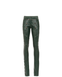 dunkelgrüne enge Hose aus Leder von Andrea Bogosian