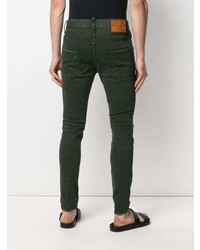 dunkelgrüne enge Jeans mit Destroyed-Effekten von DSQUARED2