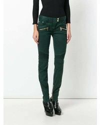 dunkelgrüne enge Jeans von Balmain