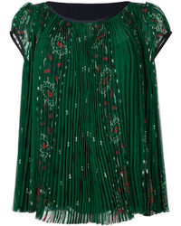 dunkelgrüne Bluse mit Falten von Sacai