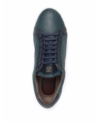 dunkelgrüne geflochtene Leder niedrige Sneakers von Corneliani