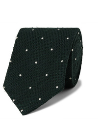 dunkelgrüne gepunktete Krawatte von Drake's