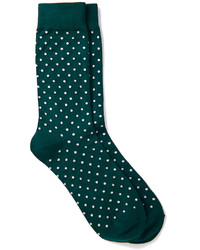 dunkelgrüne gepunktete Socken