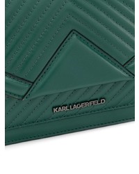 dunkelgrüne gesteppte Leder Umhängetasche von Karl Lagerfeld