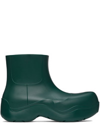 dunkelgrüne Gummi Chelsea Boots