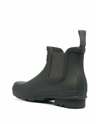 dunkelgrüne Gummi Chelsea Boots von Hunter