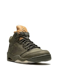 dunkelgrüne hohe Sneakers aus Leder von Jordan