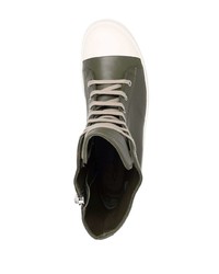 dunkelgrüne hohe Sneakers aus Leder von Rick Owens