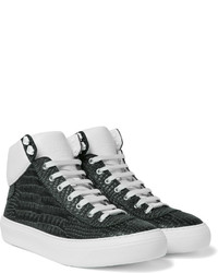 dunkelgrüne hohe Sneakers aus Leder von Jimmy Choo