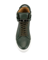 dunkelgrüne hohe Sneakers aus Leder von Buscemi