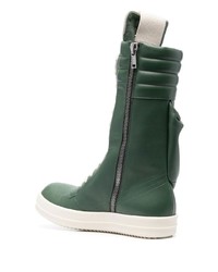 dunkelgrüne hohe Sneakers aus Leder von Rick Owens