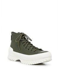 dunkelgrüne hohe Sneakers aus Leder von Converse