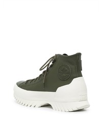 dunkelgrüne hohe Sneakers aus Leder von Converse
