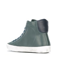 dunkelgrüne hohe Sneakers aus Leder von Philippe Model
