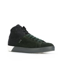 dunkelgrüne hohe Sneakers aus Leder von Leather Crown