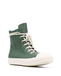 dunkelgrüne hohe Sneakers aus Leder von Rick Owens