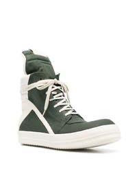 dunkelgrüne hohe Sneakers aus Leder von Rick Owens