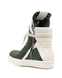 dunkelgrüne hohe Sneakers aus Leder von Rick Owens