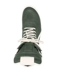 dunkelgrüne hohe Sneakers aus Leder von Rick Owens