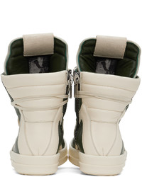 dunkelgrüne hohe Sneakers aus Leder von Rick Owens