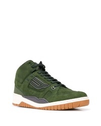 dunkelgrüne hohe Sneakers aus Leder von Bally