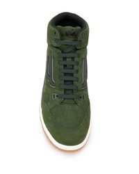 dunkelgrüne hohe Sneakers aus Leder von Bally