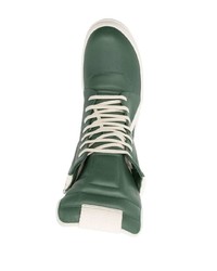 dunkelgrüne hohe Sneakers aus Leder von Rick Owens