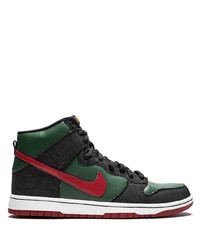 dunkelgrüne hohe Sneakers aus Leder von Nike