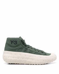 dunkelgrüne hohe Sneakers aus Leder von Y-3