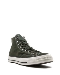 dunkelgrüne hohe Sneakers aus Segeltuch von Converse