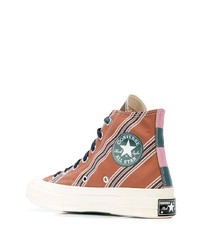 dunkelgrüne hohe Sneakers aus Segeltuch von Converse