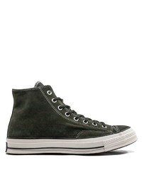dunkelgrüne hohe Sneakers aus Segeltuch von Converse