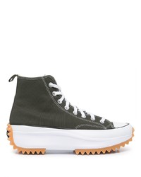 dunkelgrüne hohe Sneakers aus Segeltuch von Converse